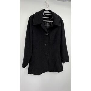 BGSD Womens Wool Cashmere Blend‎ Pea Coat Charcoal Gray Size 10 3-Button Front